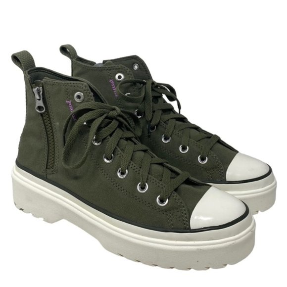 Converse Chuck Taylor Lugged Lift Kids Women's High Sneaker Khaki Canvas A04798C - Picture 2 of 8